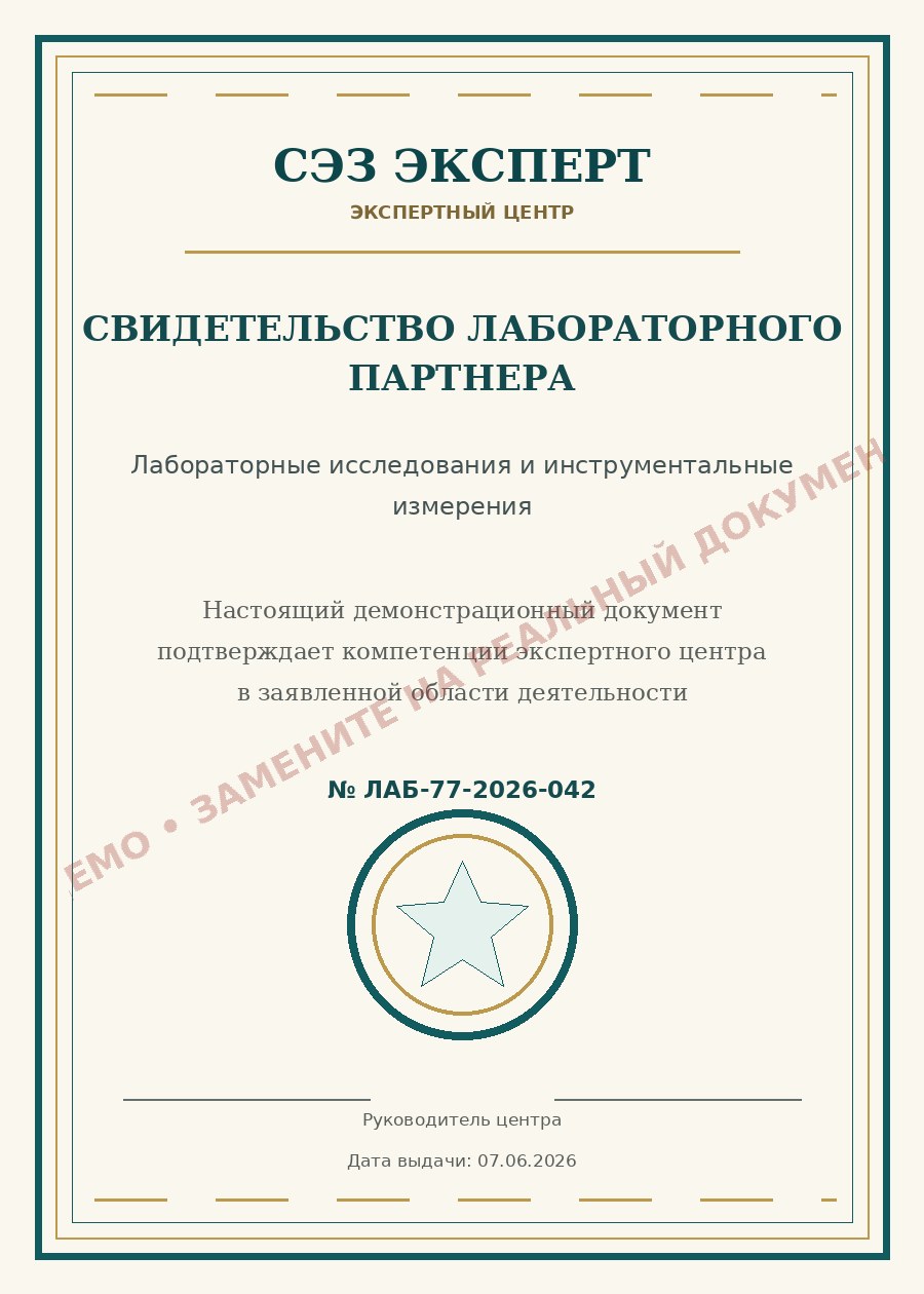 Свидетельство лабораторного партнера